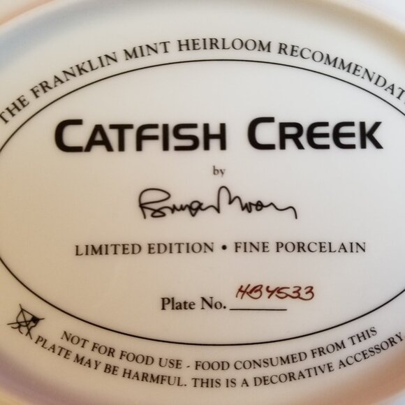 Vintage Franklin Mint Plate Porcelain Cat Fish Creek Brian Moon Limited Edition - Picture 3 of 3